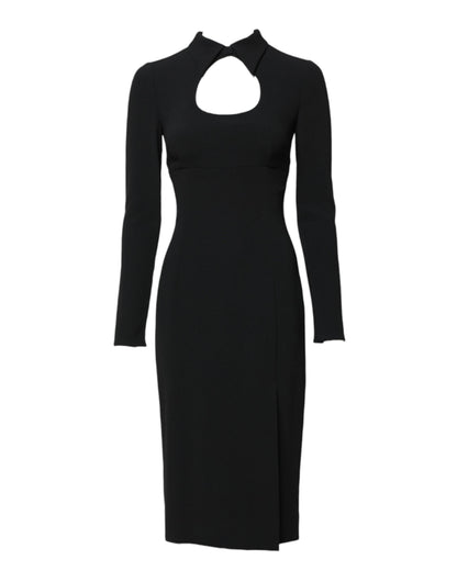 Dolce & Gabbana Black Long Sleeves Bodycon Sheath Midi Dress