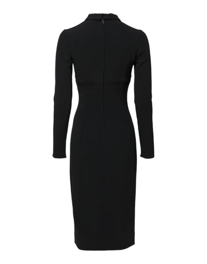 Dolce & Gabbana Black Long Sleeves Bodycon Sheath Midi Dress