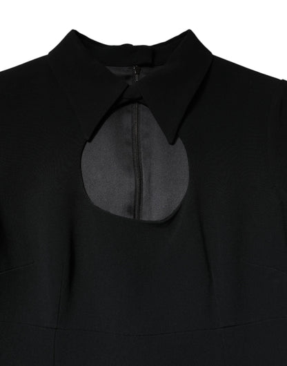 Dolce & Gabbana Black Long Sleeves Bodycon Sheath Midi Dress