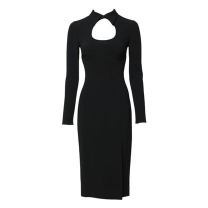 Dolce & Gabbana Black Long Sleeves Bodycon Sheath Midi Dress