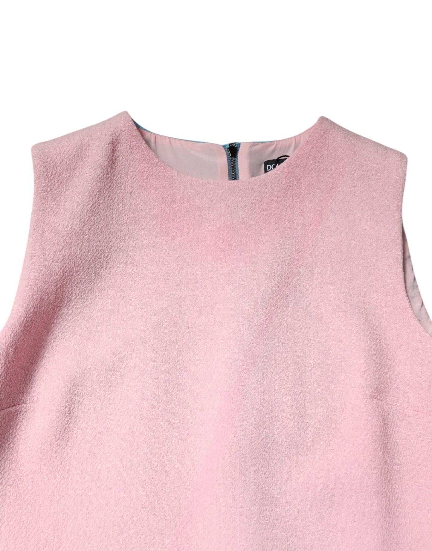 Dolce & Gabbana Pink Blue Wool Sleeveless Shift Mini Dress