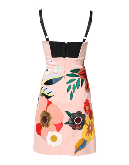 Dolce & Gabbana Pink Floral Print Spaghetti Strap Mini Dress