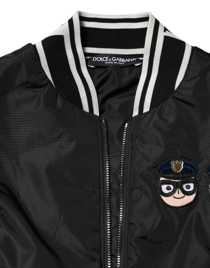 Dolce & Gabbana Black Nylon #DGFamily Full Zip Bomber Jacket