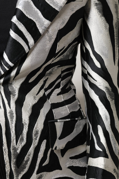 Dolce & Gabbana Black White Polyester Women Blazer Jacket