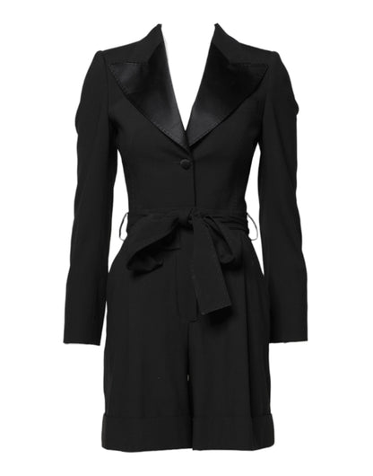 Dolce & Gabbana Black Wool Jumpsuit Dress Women Coat Jacket
