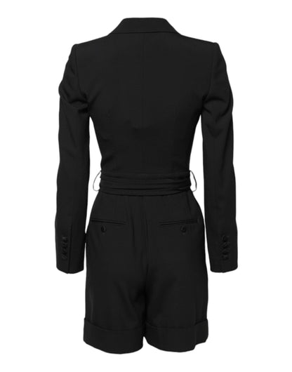 Dolce & Gabbana Black Wool Jumpsuit Dress Women Coat Jacket