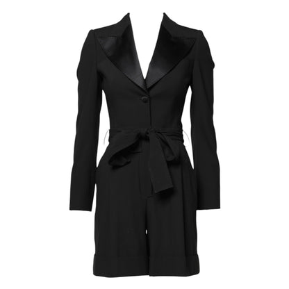Dolce & Gabbana Black Wool Jumpsuit Dress Women Coat Jacket