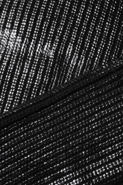 Dolce & Gabbana Black Wool Long Sleeve Turtleneck Cropped Top