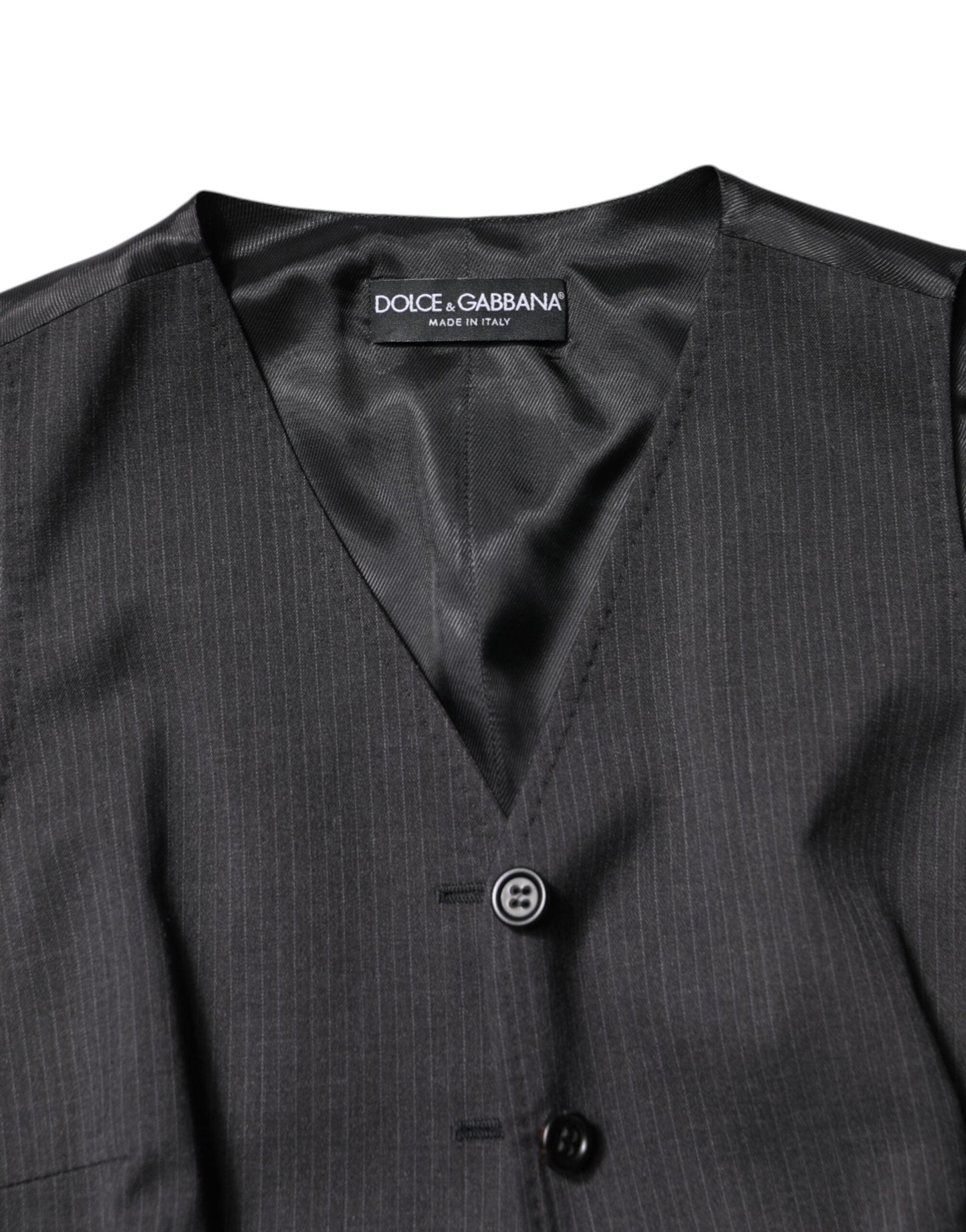 Dolce & Gabbana Black Striped Button Down Sleeveless Vest Top