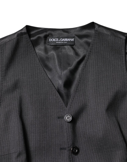 Dolce & Gabbana Black Striped Button Down Sleeveless Vest Top