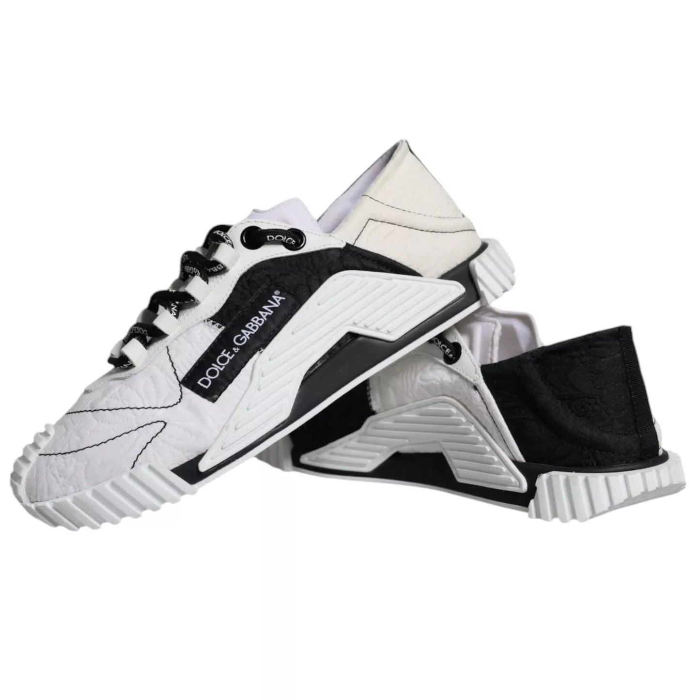 Dolce & Gabbana White Black Low Top NS1 Sneakers Shoes