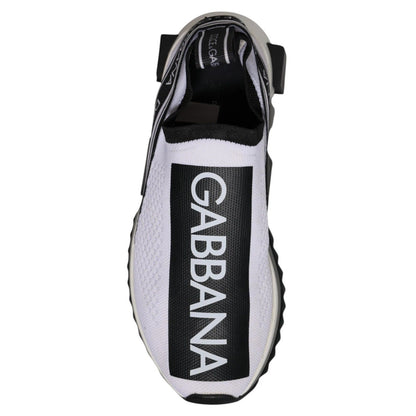 Dolce & Gabbana White Black Slip On Sorrento Sneakers Shoes