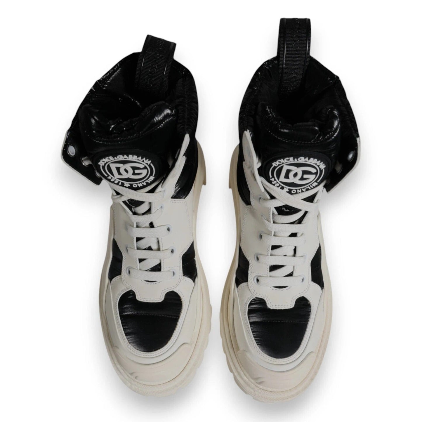 Dolce & Gabbana White Padded Mid Calf Lace Up Boots Shoes