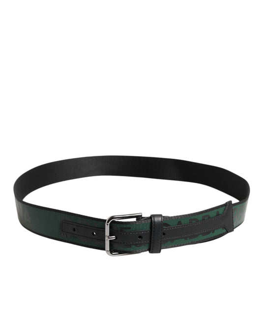 Dolce & Gabbana Green Black Polyester DG Logo Buckle Belt