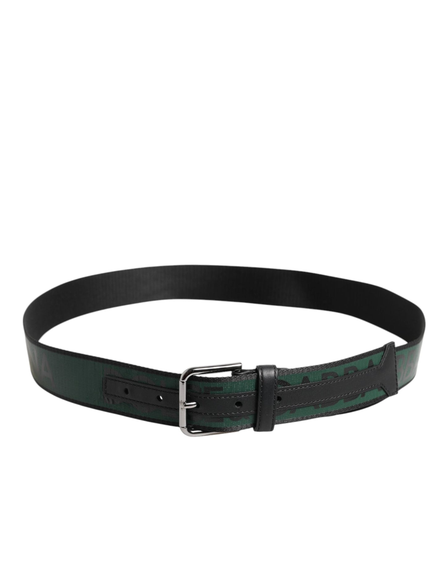 Dolce & Gabbana Green Black Polyester DG Logo Buckle Belt