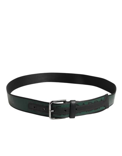 Dolce & Gabbana Green Black Polyester DG Logo Buckle Belt