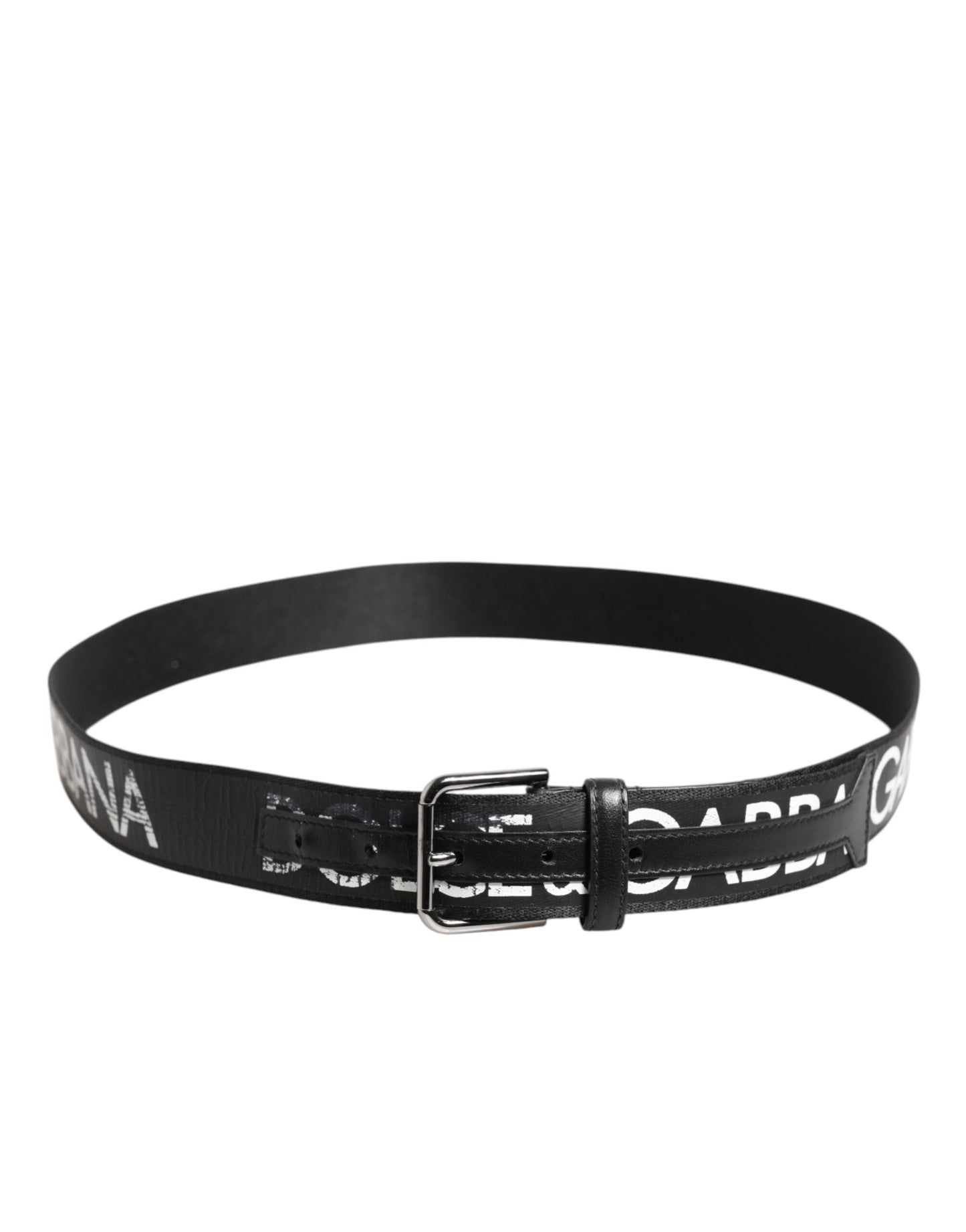 Dolce & Gabbana Black White DG Logo Brass Metal Buckle Belt