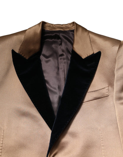 Dolce & Gabbana Brown Silk Single Breasted Trench Coat  Jacket