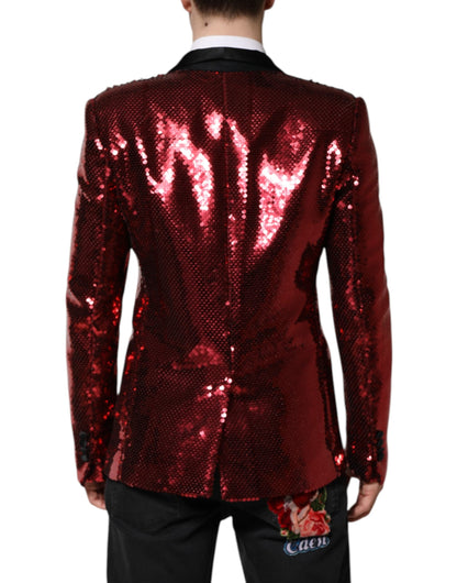Dolce & Gabbana Red SICILIA Sequin Embellish Blazer Jacket