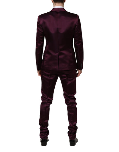 Dolce & Gabbana Dark Purple Silk 3Piece Single Breasted Suit