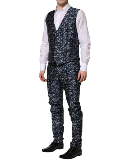 Dolce & Gabbana Blue MARTINI Star Jacquard 3 Piece Suit