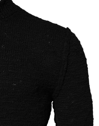 Dolce & Gabbana Black Wool Knit Crew Neck Pullover Sweater