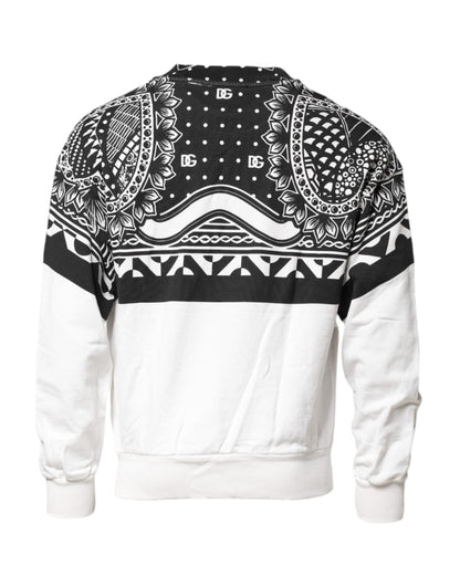 Dolce & Gabbana Black White Bandana Cotton Men Sweatshirt Sweater