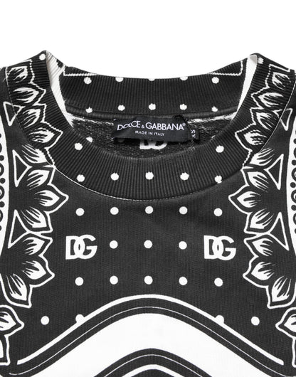 Dolce & Gabbana Black White Bandana Cotton Men Sweatshirt Sweater