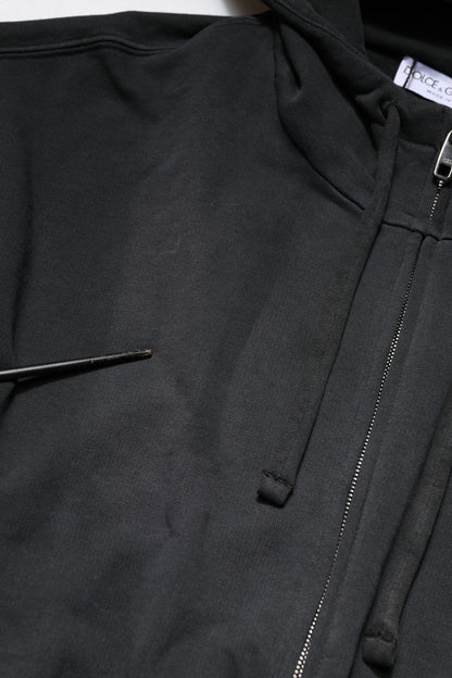 Dolce & Gabbana Black Logo Full Zip Hooded Men Sweatshirt Sweater