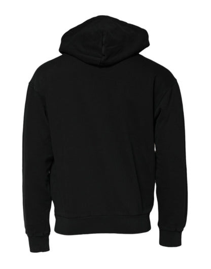 Dolce & Gabbana Black Logo Full Zip Hooded Men Sweatshirt Sweater