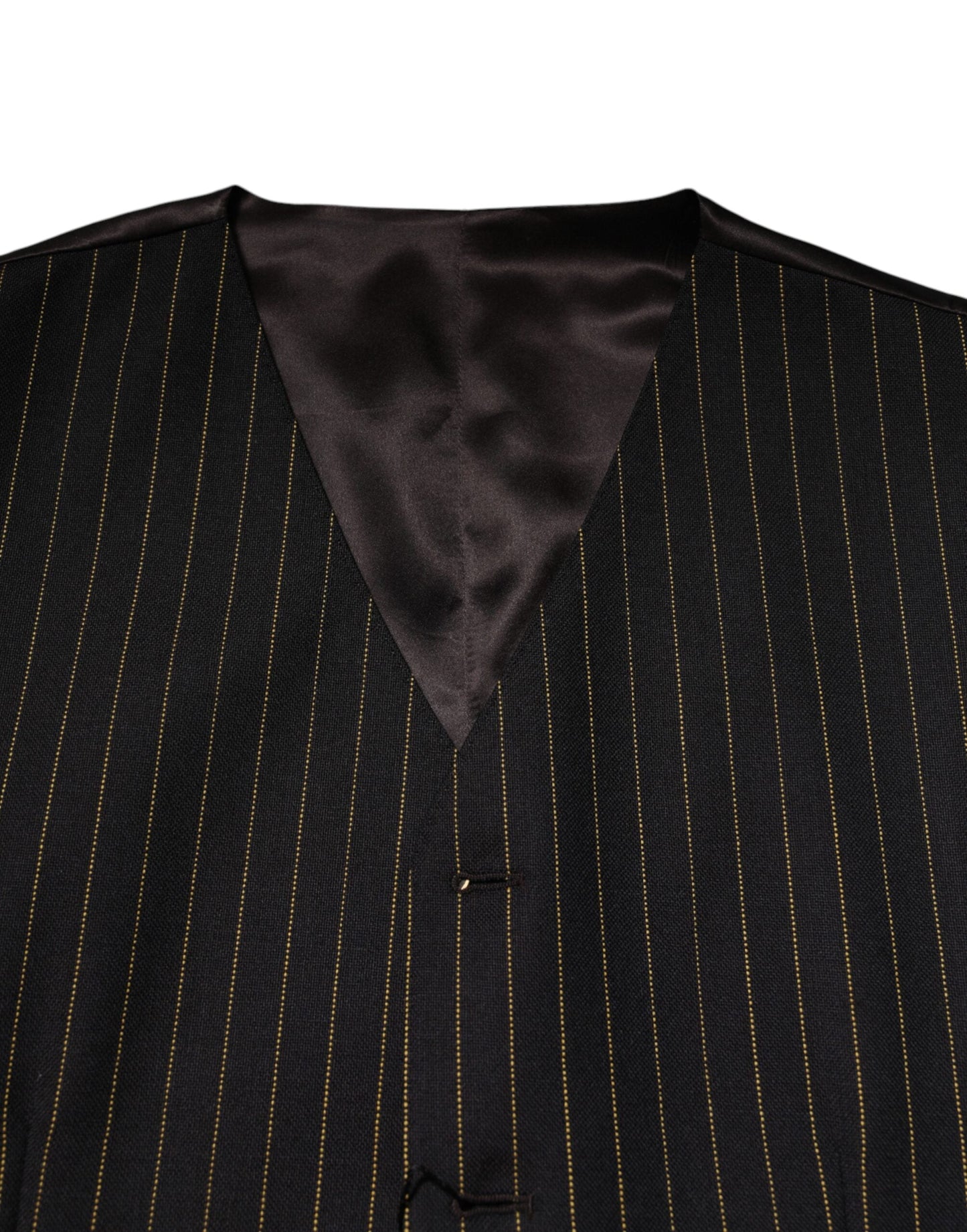Dolce & Gabbana Black Stripes Wool Formal Men Waistcoat Vest