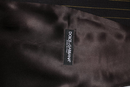 Dolce & Gabbana Black Stripes Wool Formal Men Waistcoat Vest
