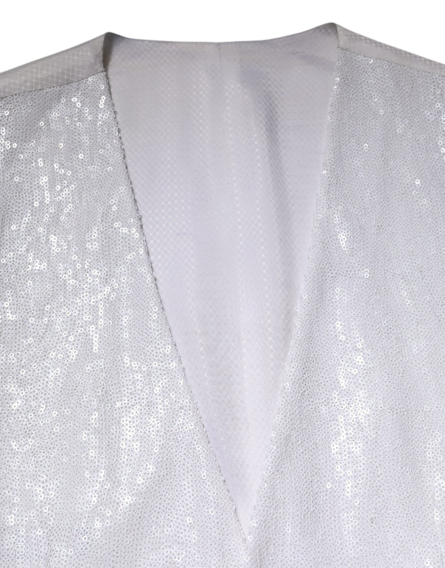 Dolce & Gabbana White Sequined Dress Formal Waistcoat Vest