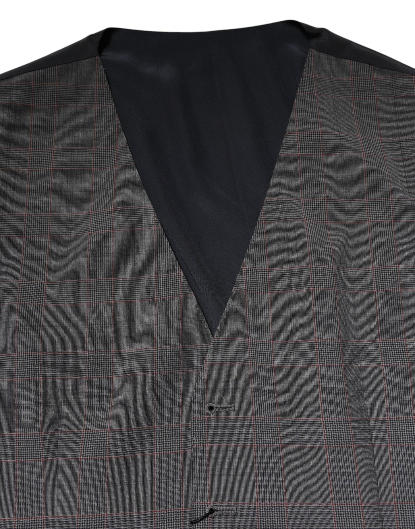 Dolce & Gabbana Gray Plaid Wool Formal Dress Waistcoat Vest