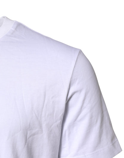 Dolce & Gabbana White Logo Embroidery Crew Neck T-shirt