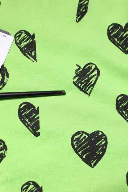 Dolce & Gabbana Green Heart Print Cotton Crew Neck T-shirt