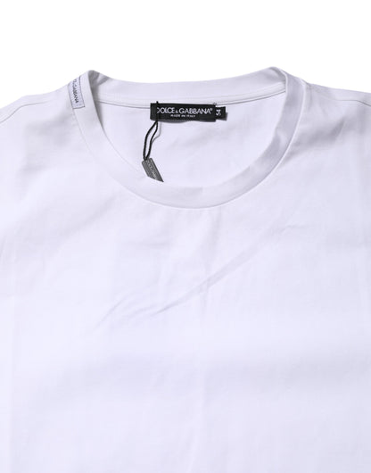 Dolce & Gabbana White Cotton Short Sleeves Crew Neck T-shirt
