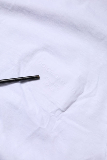 Dolce & Gabbana White Cotton Logo Patch Crew Neck T-shirt