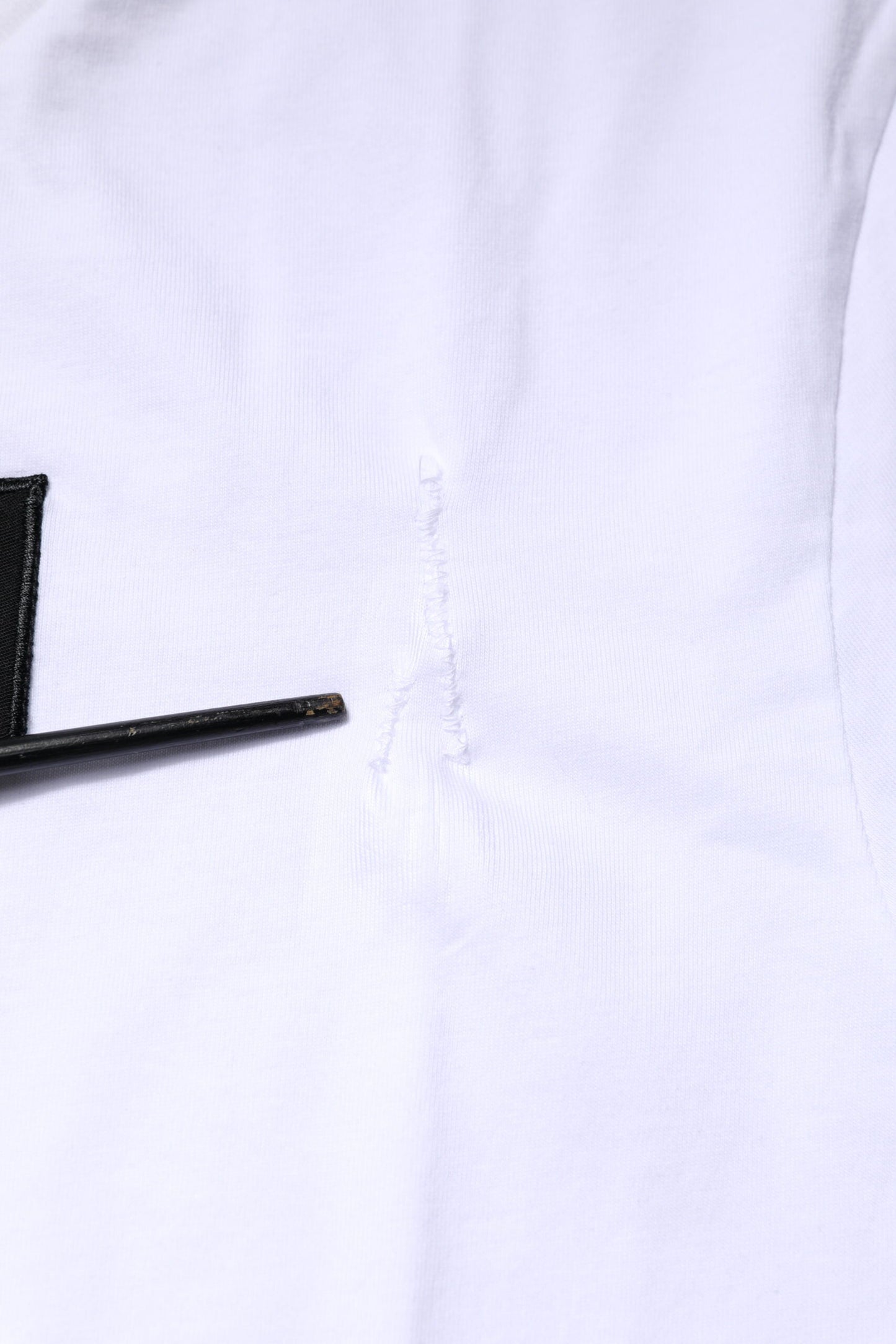 Dolce & Gabbana White Cotton Logo Patch Crew Neck T-shirt