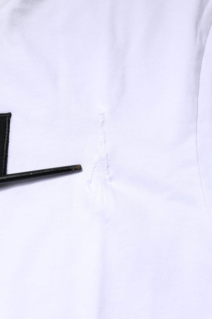 Dolce & Gabbana White Cotton Logo Patch Crew Neck T-shirt