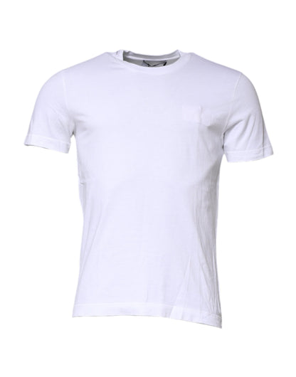 Dolce & Gabbana White Cotton Men Crew Neck Tee T-shirt