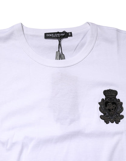 Dolce & Gabbana White Cotton DG Crown Embroidery T-shirt