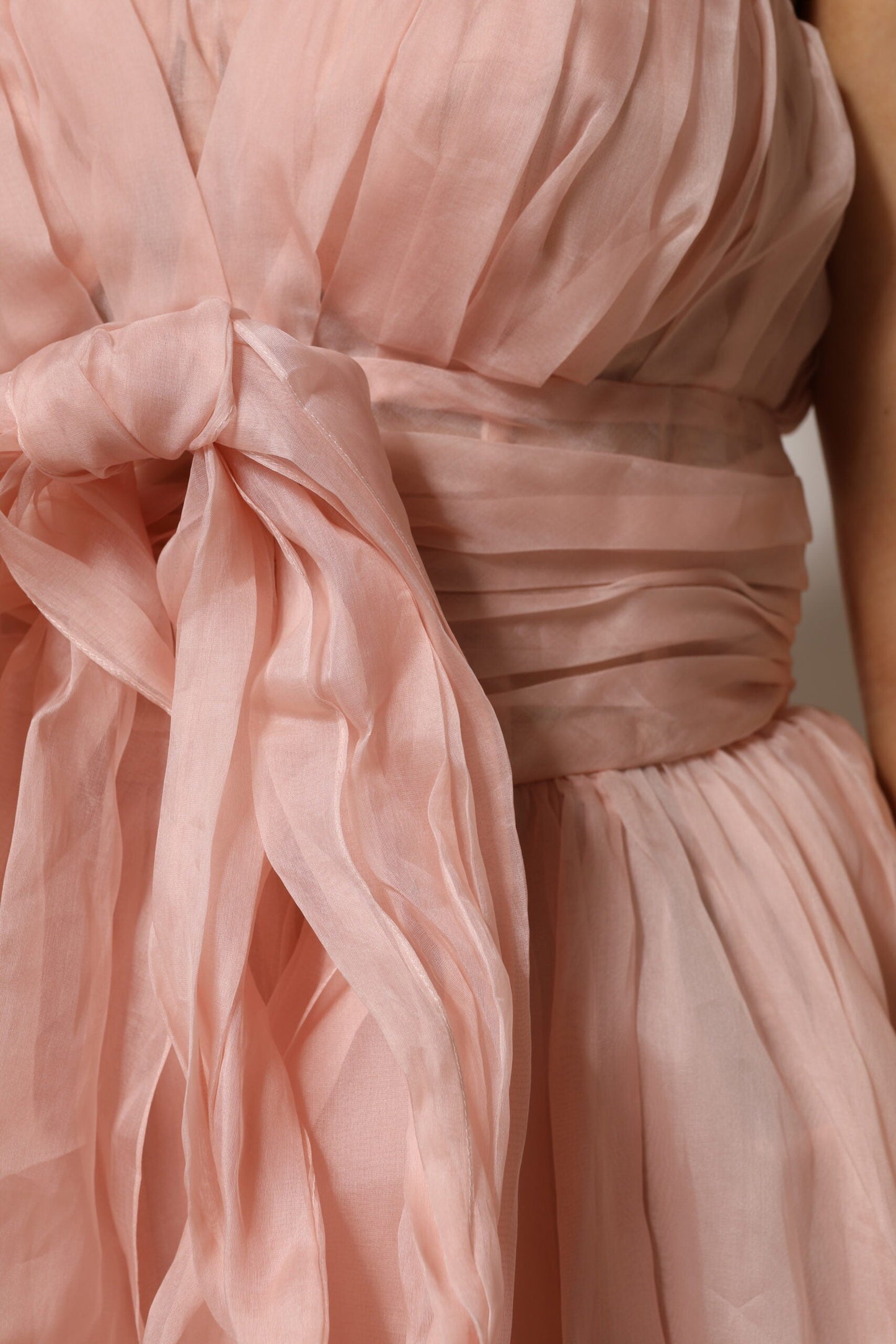 Dolce & Gabbana Pink Silk Chiffon A-line Pleated Midi Dress