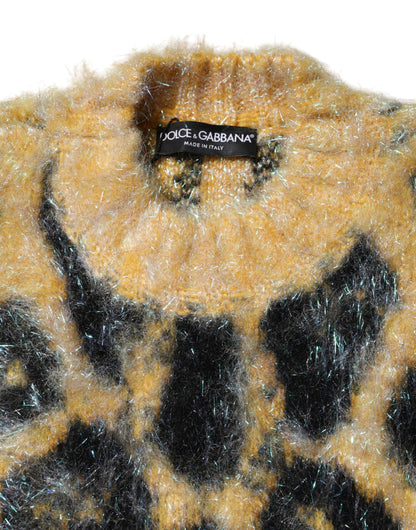Dolce & Gabbana Multicolor Leopard Mohair Crew Neck Sweater