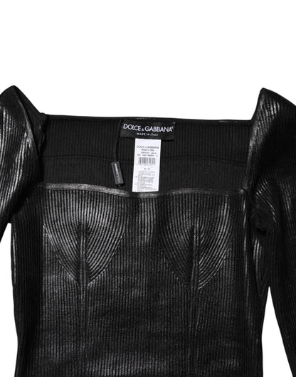 Dolce & Gabbana Black Viscose Long Sleeves Fitted Blouse Top