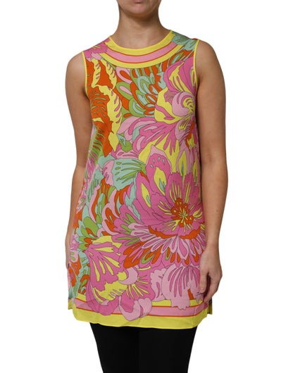Dolce & Gabbana Multicolor Floral Round Neck Sleeveless Top