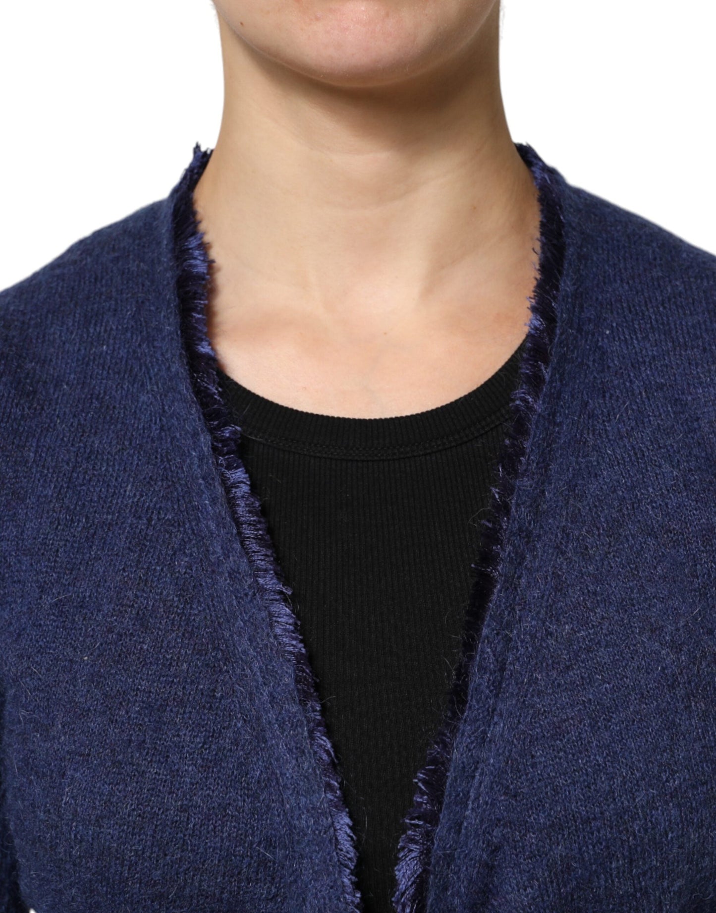 Ballantyne Dark Blue Long Sleeves Overcoat Cardigan Sweater