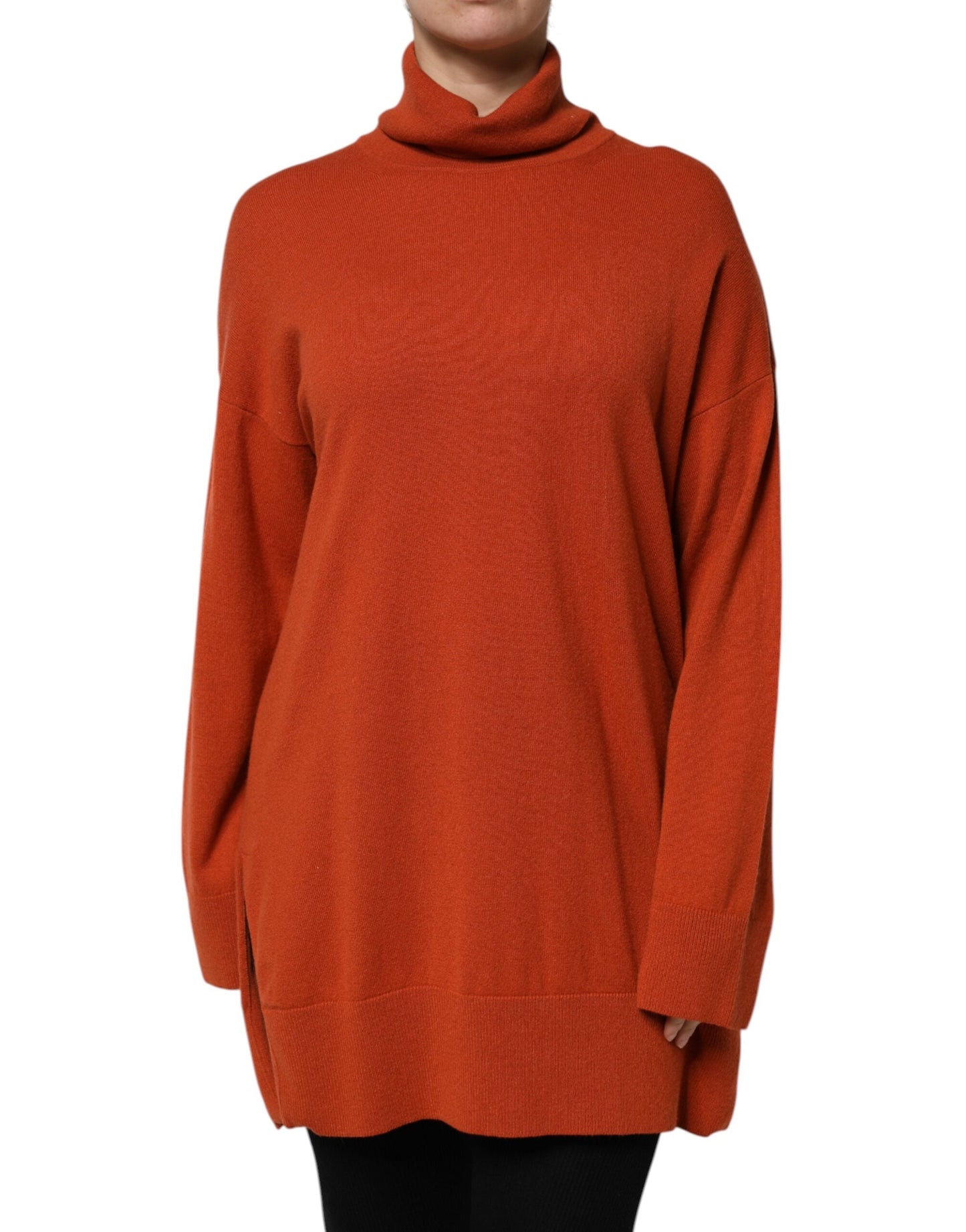 Alpha Studio Dark Orange Long Sleeves Turtleneck Sweater