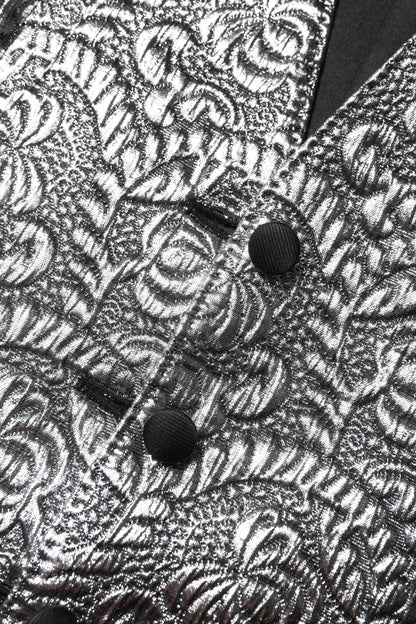 Dolce & Gabbana Silver Floral Jacquard Sleeveless Vest Top