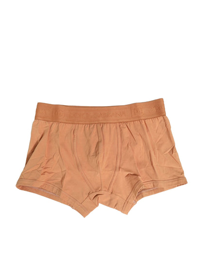 Dolce & Gabbana Brown Cotton Stretch Regular Boxer Underwear